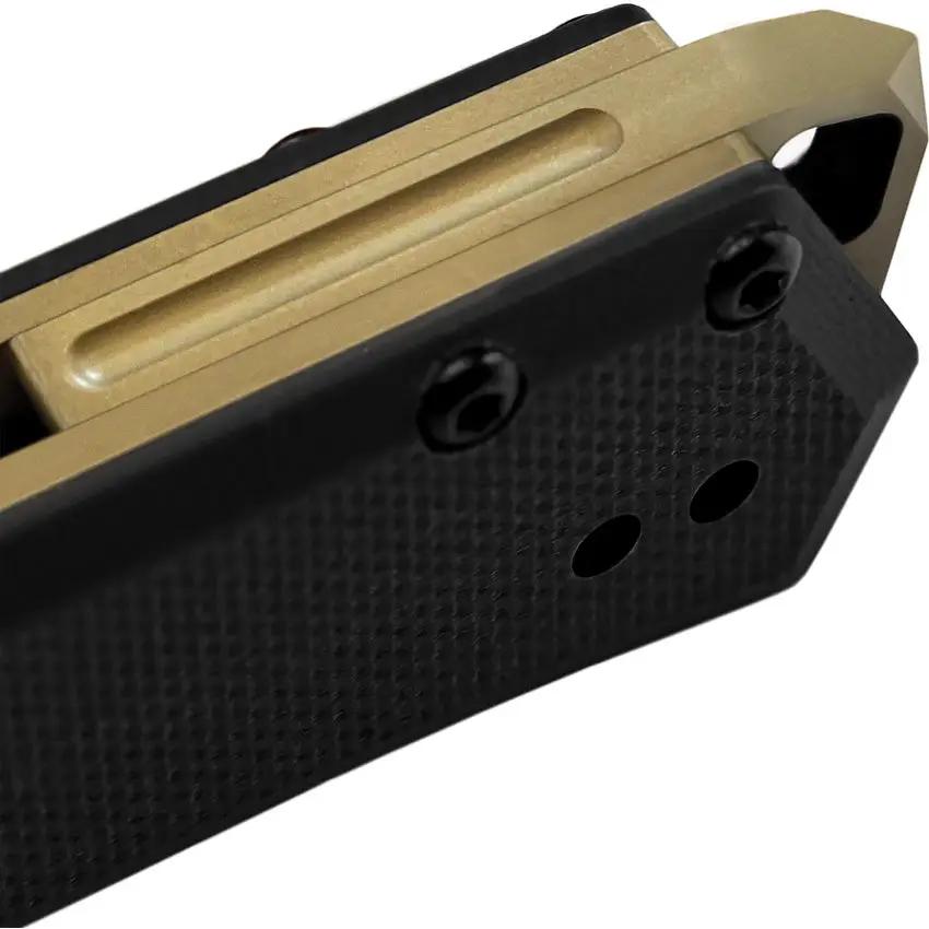 Tekto Knives F1 Alpha Linerlock - Black Bronze Accents D2 Tool Steel Blade Black G10 Handle by Tekto Knives