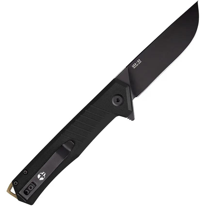 Tekto Knives F1 Alpha Linerlock - Black Bronze Accents D2 Tool Steel Blade Black G10 Handle by Tekto Knives