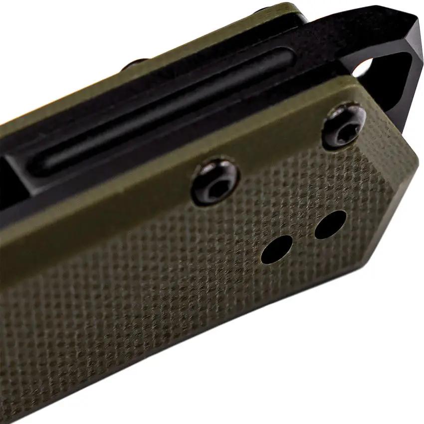 Tekto Knives F1 Alpha Linerlock - D2 Tool Steel Blade With Black Titanium Coating And OD Green G10 Handle by Tekto Knives