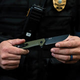 Tekto Knives F1 Alpha Linerlock - D2 Tool Steel Blade With Black Titanium Coating And OD Green G10 Handle by Tekto Knives