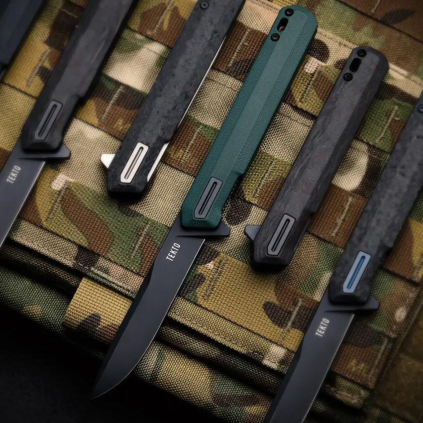 Tekto Knives F2 Bravo Linerlock OD Black D2 Tool Steel Blade With Titanium Coating - OD Green G10 Handle by Tekto Knives