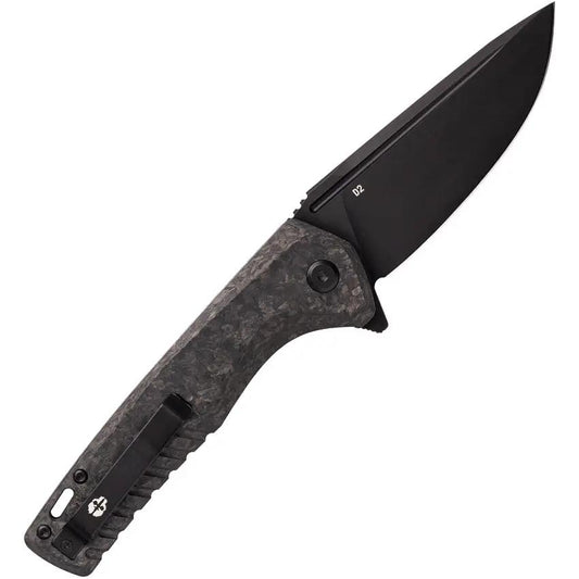 Tekto Knives F3 Charlie Button Lock CF - D2 Tool Steel Blade With Black Titanium Coating And Carbon Fiber Handle by Tekto Knives