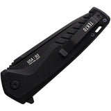 Tekto Knives F3 Charlie Button Lock Black Folding Knife - D2 Tool Steel Blade, G10 Handle, Blue Anodized Accents by Tekto Knives
