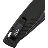 Tekto Knives F3 Charlie Button Lock Knife Black Titanium Coated D2 Tool Steel Blade G10 Handle Extended Tang Pocket Clip by Tekto Knives
