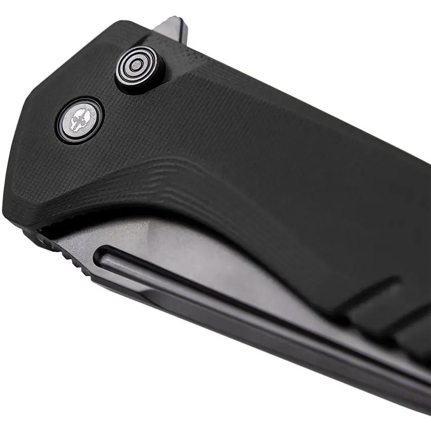 Tekto Knives F3 Charlie Button Lock Knife Black Titanium Coated D2 Tool Steel Blade G10 Handle Extended Tang Pocket Clip by Tekto Knives