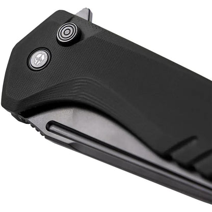 Tekto Knives F3 Charlie Button Lock Knife Black Titanium Coated D2 Tool Steel Blade G10 Handle Extended Tang Pocket Clip by Tekto Knives