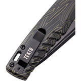 Tekto Knives F3 Charlie Button Lock - D2 Tool Steel Blade, Black Green G10 Handle, Extended Tang by Tekto Knives