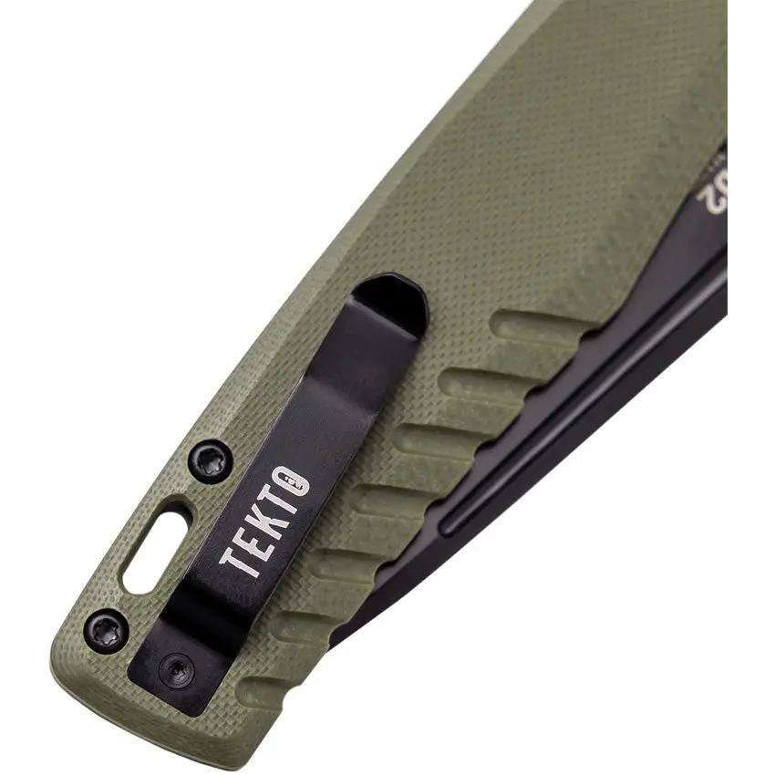 Tekto Knives F3 Charlie Button Lock - OD Green G10 Folding Knife With D2 Tool Steel Blade by Tekto Knives