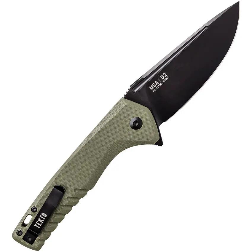 Tekto Knives F3 Charlie Button Lock - OD Green G10 Folding Knife With D2 Tool Steel Blade by Tekto Knives