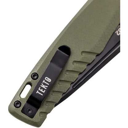 Tekto Knives F3 Charlie Button Lock - OD Green G10 Folding Knife With D2 Tool Steel Blade by Tekto Knives