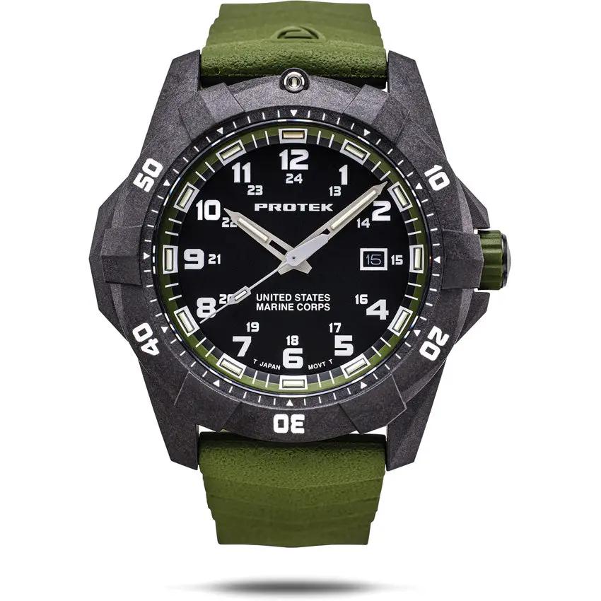 ProTek Premium USMC Dive 1015G Watch For Divers With 42mm Carbon Case 300m Water Resistance by ProTek