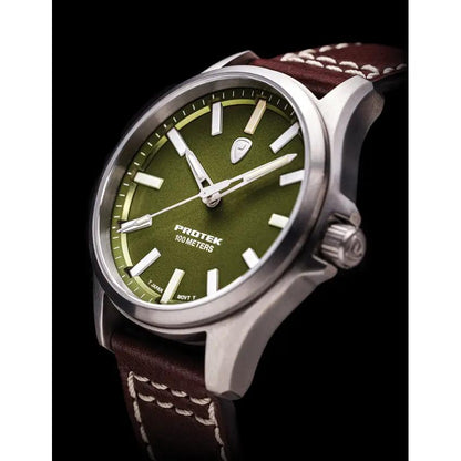 ProTek Field 3000 Green Titanium Watch With Sapphire Crystal AR 100m Water Resistance Self Powered Tritium Illumination by ProTek