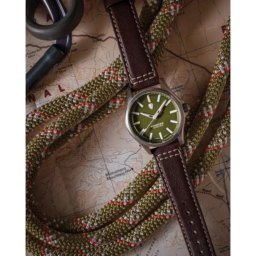 ProTek Field 3000 Green Titanium Watch With Sapphire Crystal AR 100m Water Resistance Self Powered Tritium Illumination by ProTek