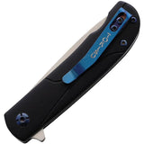 Tokisu Linerlock Black G10 Knife - 3.5 Inch Closed 2.5 Inch Satin 8Cr13MoV Blade Extended Tang Pocket Clip by Tokisu