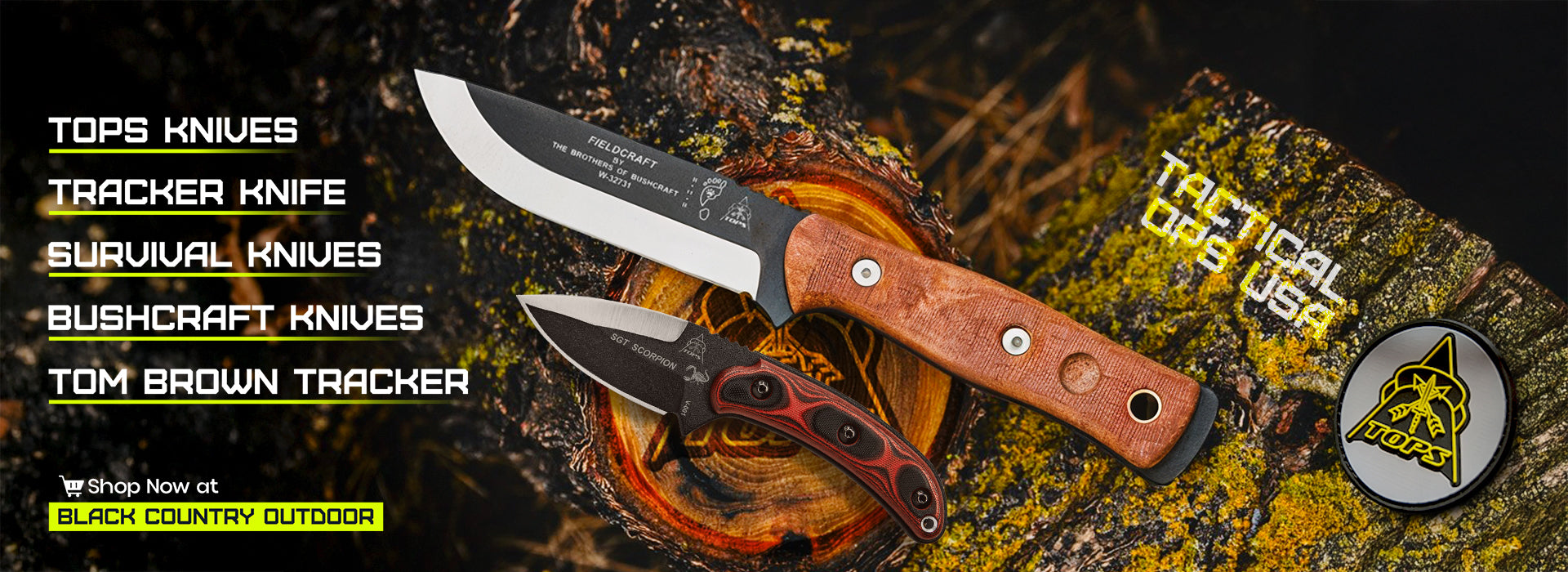 TOPS Knives, Tracker Knife, Bushcraft Knives, Survival Knives & Tom Brown Tracker Shop Now at BlackCountryOutdoor