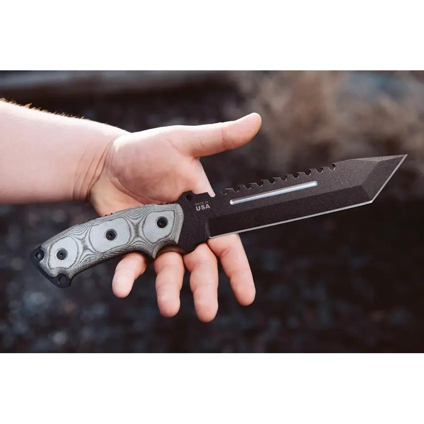 TOPS Steel Eagle SE107D Tactical Knife Sawback 1095 Blade Full Tang Micarta Handle for Outdoorsmen by Black Country Outdoor