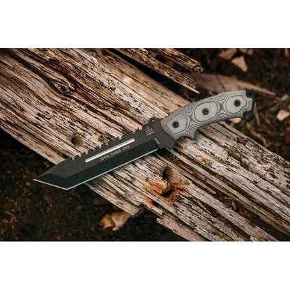 TOPS Steel Eagle SE107D Tactical Knife Sawback 1095 Blade Full Tang Micarta Handle for Outdoorsmen by Black Country Outdoor