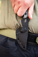 TOPS Wolf Pup Fixed Blade Knife for EDC and Outdoors, 1095 Steel, Full Tang, Micarta Handles, Kydex Sheath, USA Made by Black Country Outdoor