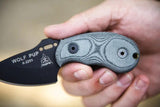 TOPS Wolf Pup Fixed Blade Knife for EDC and Outdoors, 1095 Steel, Full Tang, Micarta Handles, Kydex Sheath, USA Made by Black Country Outdoor