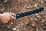 TOPS Steel Eagle Survival Knife Sawback 1095 Carbon Steel Black Traction Coating Micarta Handles USA For Outdoorsmen by Black Country Outdoor