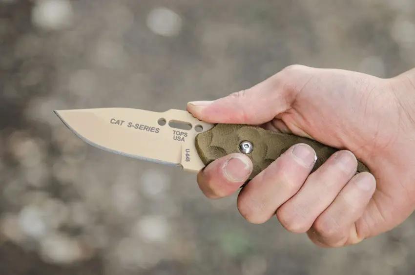 TOPS CAT Covert Anti Terrorism Knife 200S-04 Tactical Full Tang 1095HC Steel Green Micarta For Law Enforcement by Black Country Outdoor