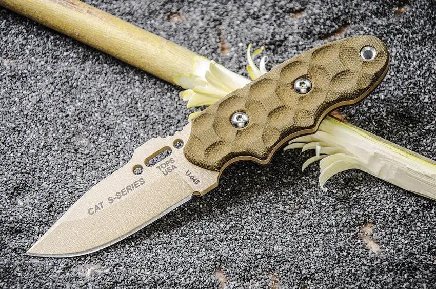 TOPS CAT Covert Anti Terrorism Knife 200S-04 Tactical Full Tang 1095HC Steel Green Micarta For Law Enforcement by Black Country Outdoor