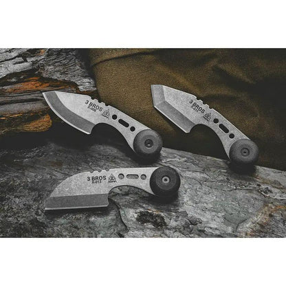 TOPS 3 Bros Combo Set 3BRCMB Hunters Point Sheepsfoot Tanto Knives With 1095HC Steel OnePiece Build Belt Sheath by Black Country Outdoor