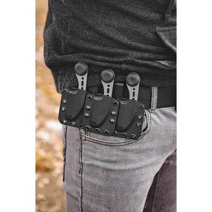 TOPS 3 Bros Combo Set 3BRCMB Hunters Point Sheepsfoot Tanto Knives With 1095HC Steel OnePiece Build Belt Sheath by Black Country Outdoor