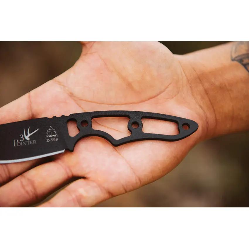 TOPS 3 Pointer Skeletonized 3PR03 Tactical Knife One Piece Construction 1095HC Blade Kydex Sheath For Outdoors by Black Country Outdoor