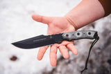 TOPS Alaskan Harpoon Fixed Blade Knife 1095 Steel Full Tang Black Linen Micarta Handle For Outdoor Enthusiasts by Black Country Outdoor
