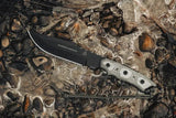 TOPS Alaskan Harpoon Fixed Blade Knife 1095 Steel Full Tang Black Linen Micarta Handle For Outdoor Enthusiasts by Black Country Outdoor