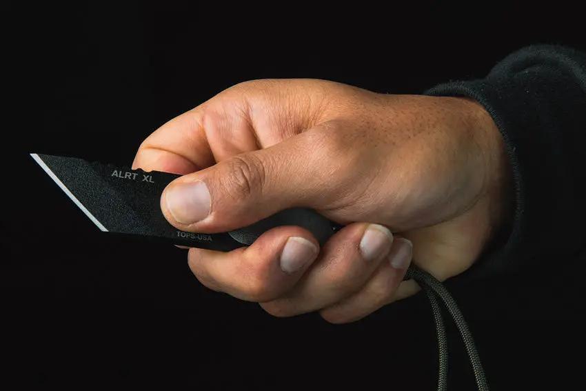 TOPS ALRTXL-03 TP Fixed Blade Knife - Compact Neck Carry With 2.75in Tanto Micarta Handle by TOPS