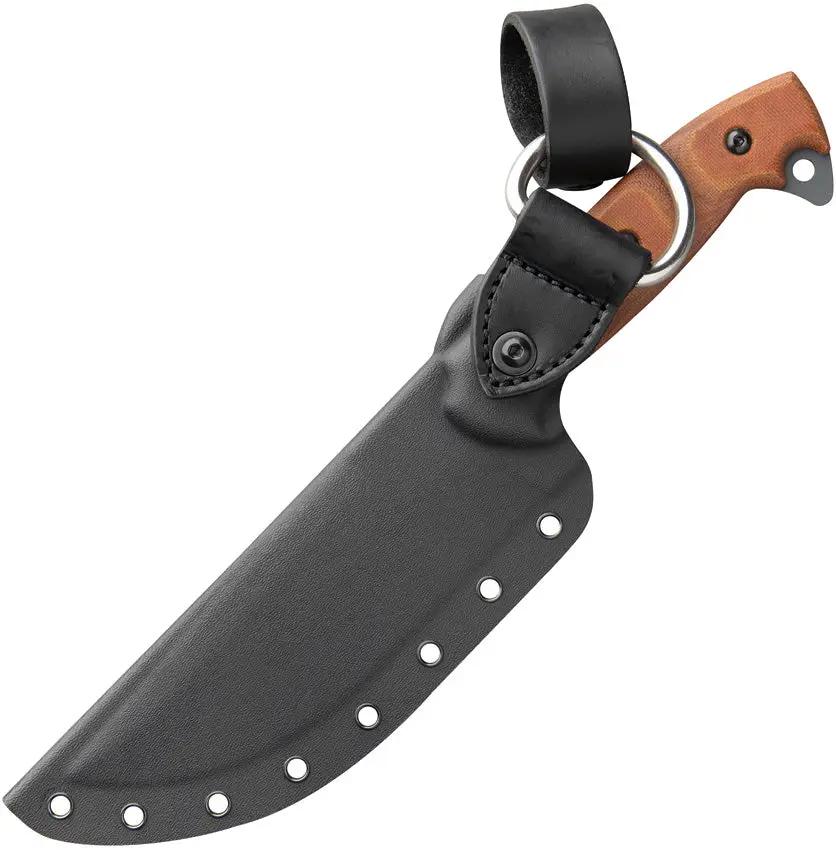 TOPS Armado 6.5 Inch Fixed Blade Knife - Rugged Outdoor Survival Tool With Tan Canvas Micarta Handle by TOPS