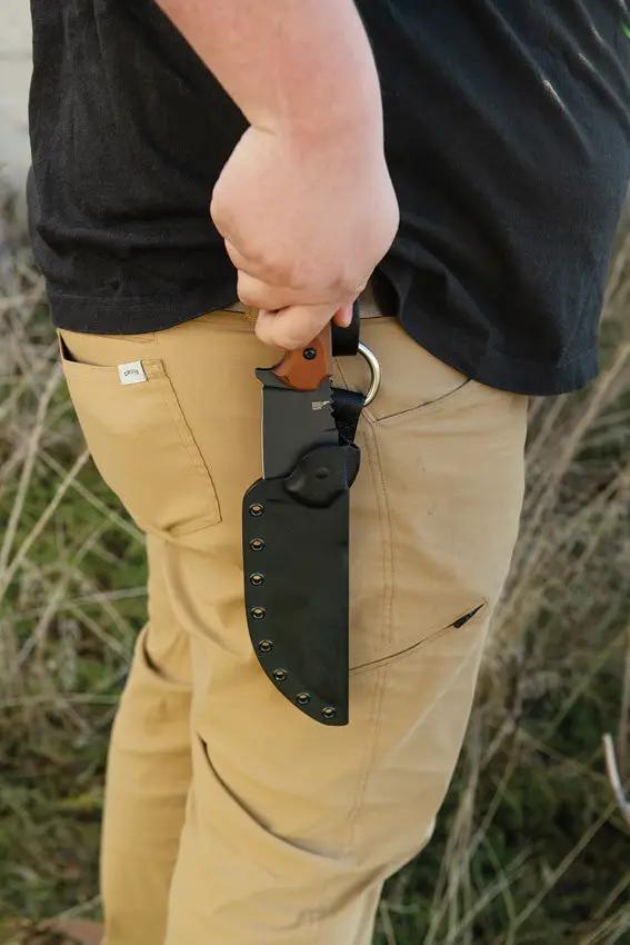 TOPS Armado 6.5 Inch Fixed Blade Knife - Rugged Outdoor Survival Tool With Tan Canvas Micarta Handle by TOPS