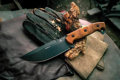TOPS Armado 6.5 Inch Fixed Blade Knife - Rugged Outdoor Survival Tool With Tan Canvas Micarta Handle by TOPS