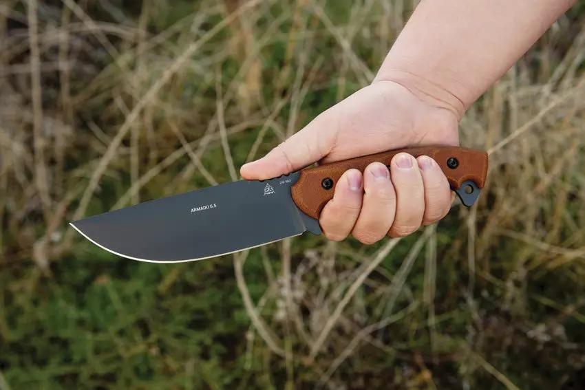 TOPS Armado 6.5 Inch Fixed Blade Knife - Rugged Outdoor Survival Tool With Tan Canvas Micarta Handle by TOPS