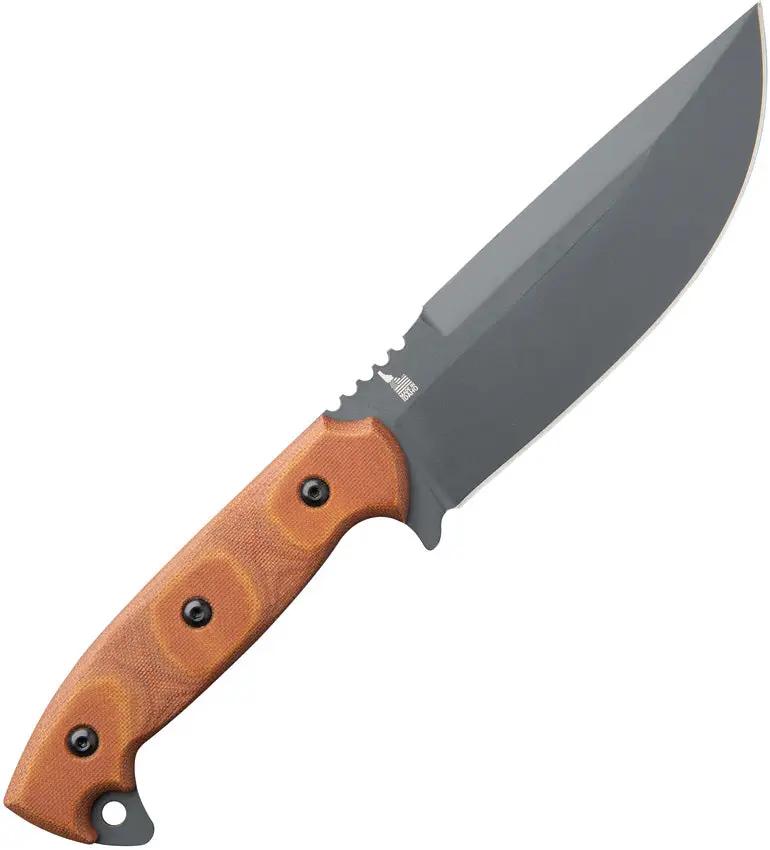 TOPS Armado 6.5 Inch Fixed Blade Knife - Rugged Outdoor Survival Tool With Tan Canvas Micarta Handle by TOPS