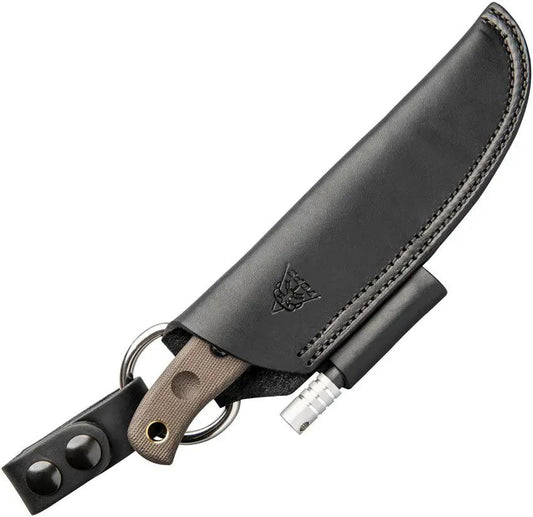 TOPS Baja 4.5 Fixed Blade Knife - Rugged Green Micarta Handle, Full Tang, Cerakote 1095HC For Outdoor Survivalists by TOPS