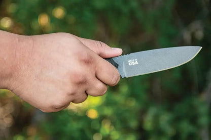 TOPS Baja 4.5 Fixed Blade Knife - Rugged Green Micarta Handle, Full Tang, Cerakote 1095HC For Outdoor Survivalists by TOPS