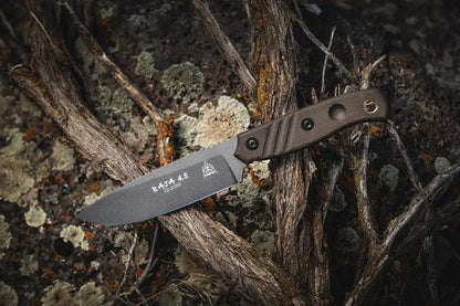 TOPS Baja 4.5 Fixed Blade Knife - Rugged Green Micarta Handle, Full Tang, Cerakote 1095HC For Outdoor Survivalists by TOPS