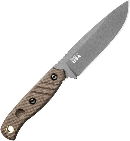 TOPS Baja 4.5 Fixed Blade Knife - Rugged Green Micarta Handle, Full Tang, Cerakote 1095HC For Outdoor Survivalists by TOPS