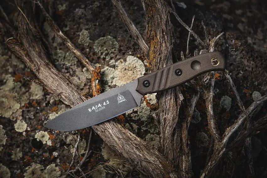 TOPS Baja Knife Survival Kit For Outdoor Enthusiasts 1095 Full Tang Micarta Handles Whistle Fire Starter Belt Sheath by Black Country Outdoor