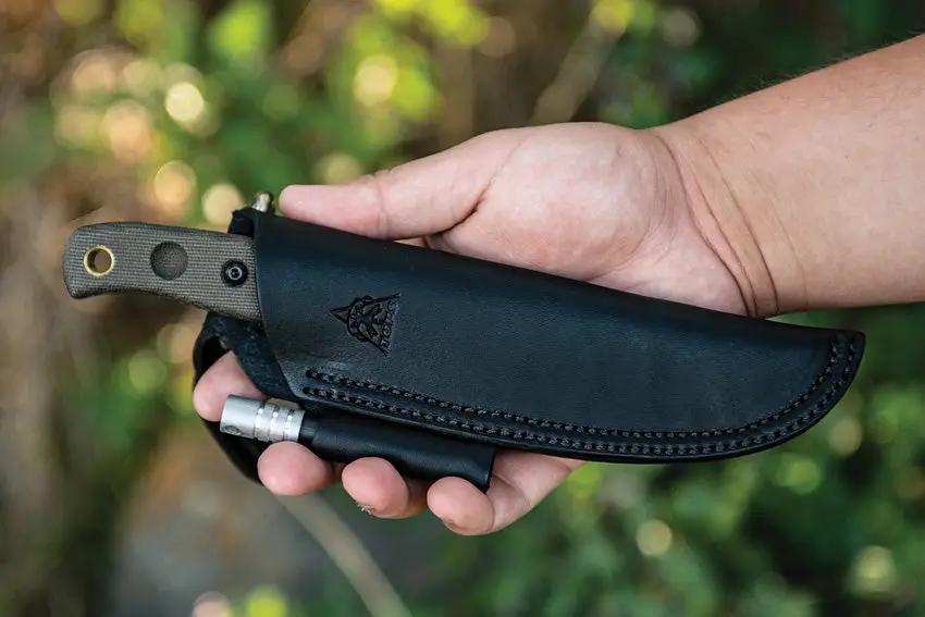 TOPS Baja Knife Survival Kit For Outdoor Enthusiasts 1095 Full Tang Micarta Handles Whistle Fire Starter Belt Sheath by Black Country Outdoor