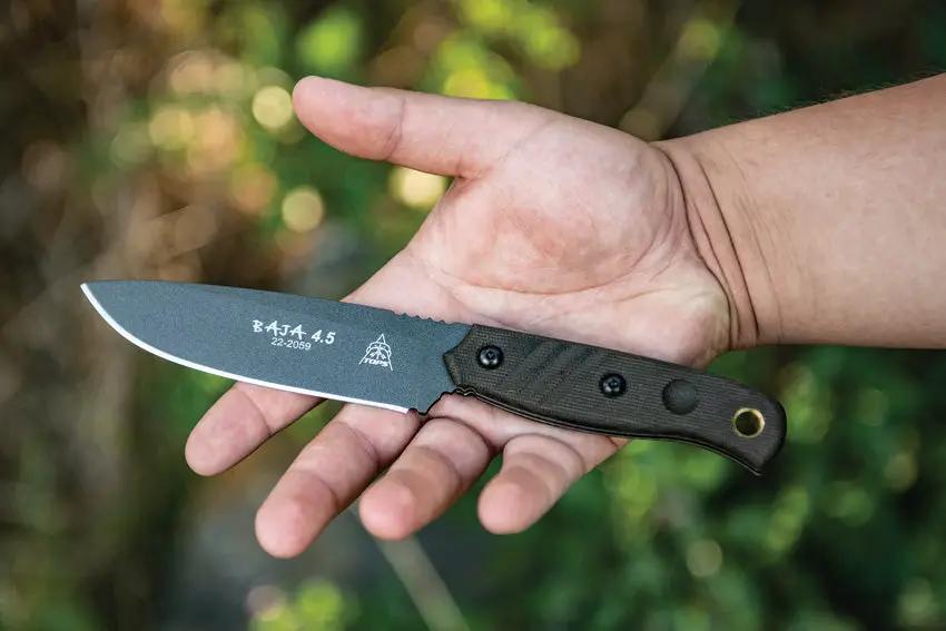 TOPS Baja Knife Survival Kit For Outdoor Enthusiasts 1095 Full Tang Micarta Handles Whistle Fire Starter Belt Sheath by Black Country Outdoor