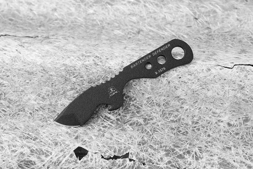 TOPS Bartender Defender BAR 01 1095 High Carbon Steel Neck Knife With Bottle Opener And Kydex Sheath For Bartenders by Black Country Outdoor