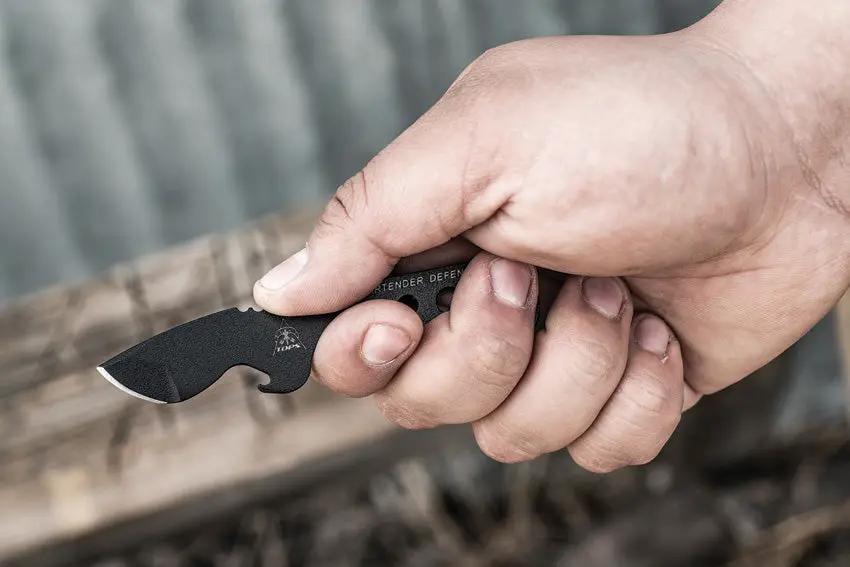TOPS Bartender Defender BAR 01 1095 High Carbon Steel Neck Knife With Bottle Opener And Kydex Sheath For Bartenders by Black Country Outdoor