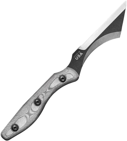 TOPS Back Bite Knife 4 Inch Black 1095 Carbon Blade Micarta Handle Kydex Sheath Emergency Whistle Outdoor Survivalists by Black Country Outdoor