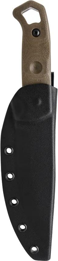 TOPS Brakimo Fixed Blade Knife - 5.25 Inch Gray Tungsten Cerakote 1095HC Blade With Green Canvas Micarta Handle by TOPS