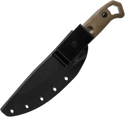 TOPS Brakimo Fixed Blade Knife - 5.25 Inch Gray Tungsten Cerakote 1095HC Blade With Green Canvas Micarta Handle by TOPS