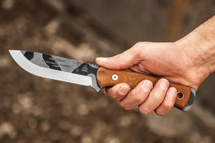 TOPS Fieldcraft BOB Hunter Survival Knife - Camouflage 1095HC Scandi Grind Full Tang For Outdoors Enthusiasts by TOPS